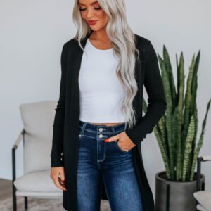 Maylin Ribbed Cardigan - Black