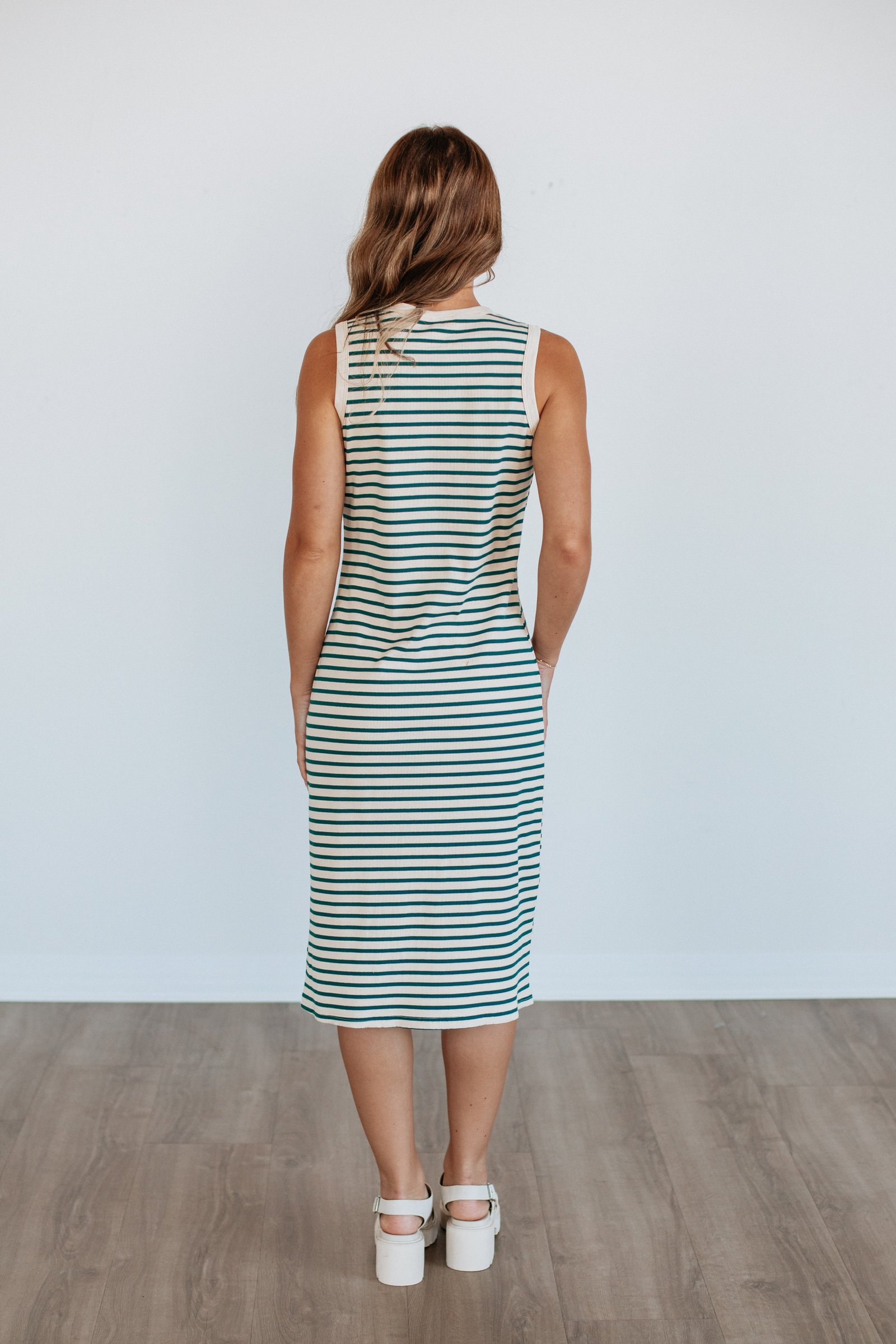 Pattie Striped Dress - Hunter Green Mix - Image 5