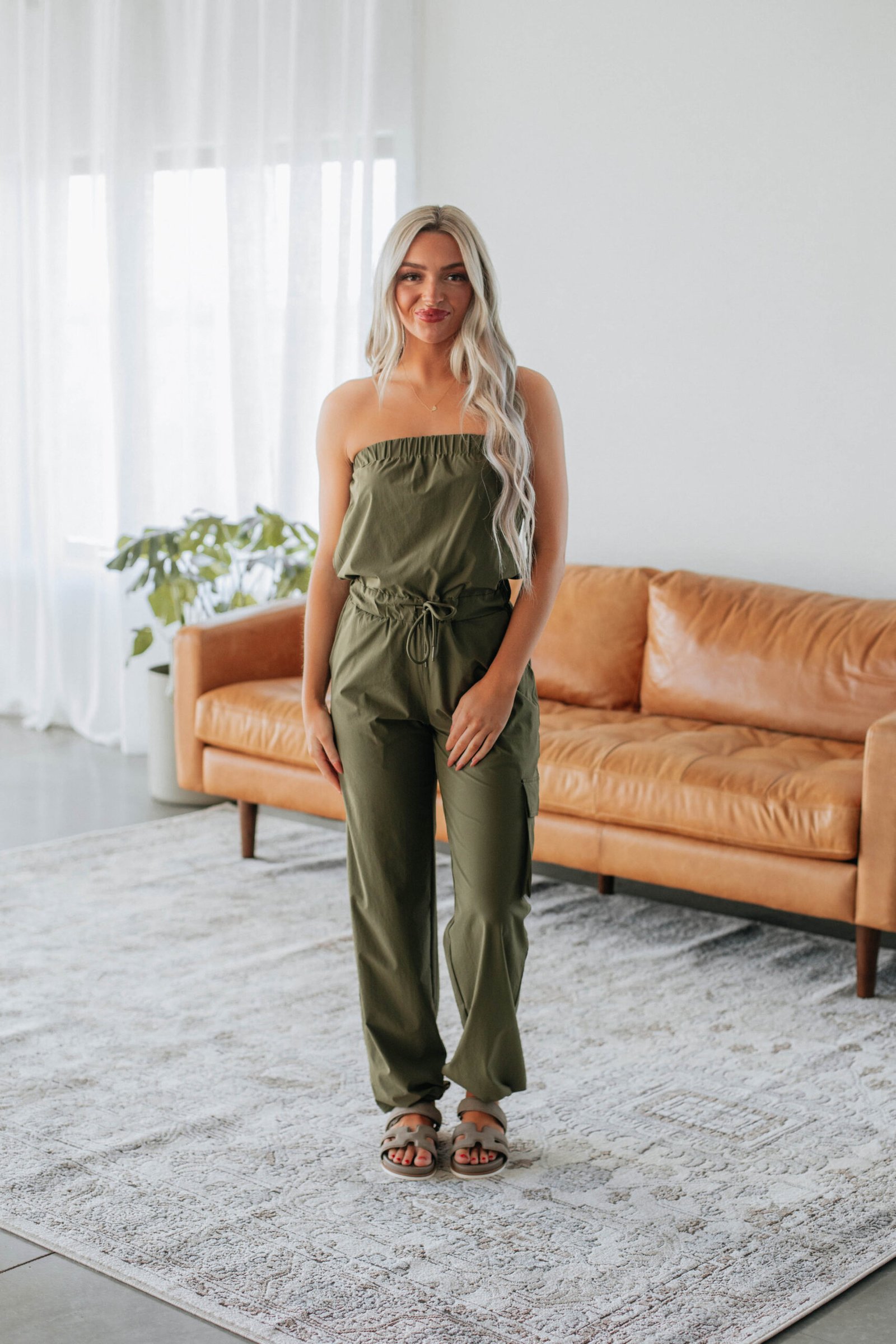 Kamari Active Jumpsuit - Dark Olive - Image 4