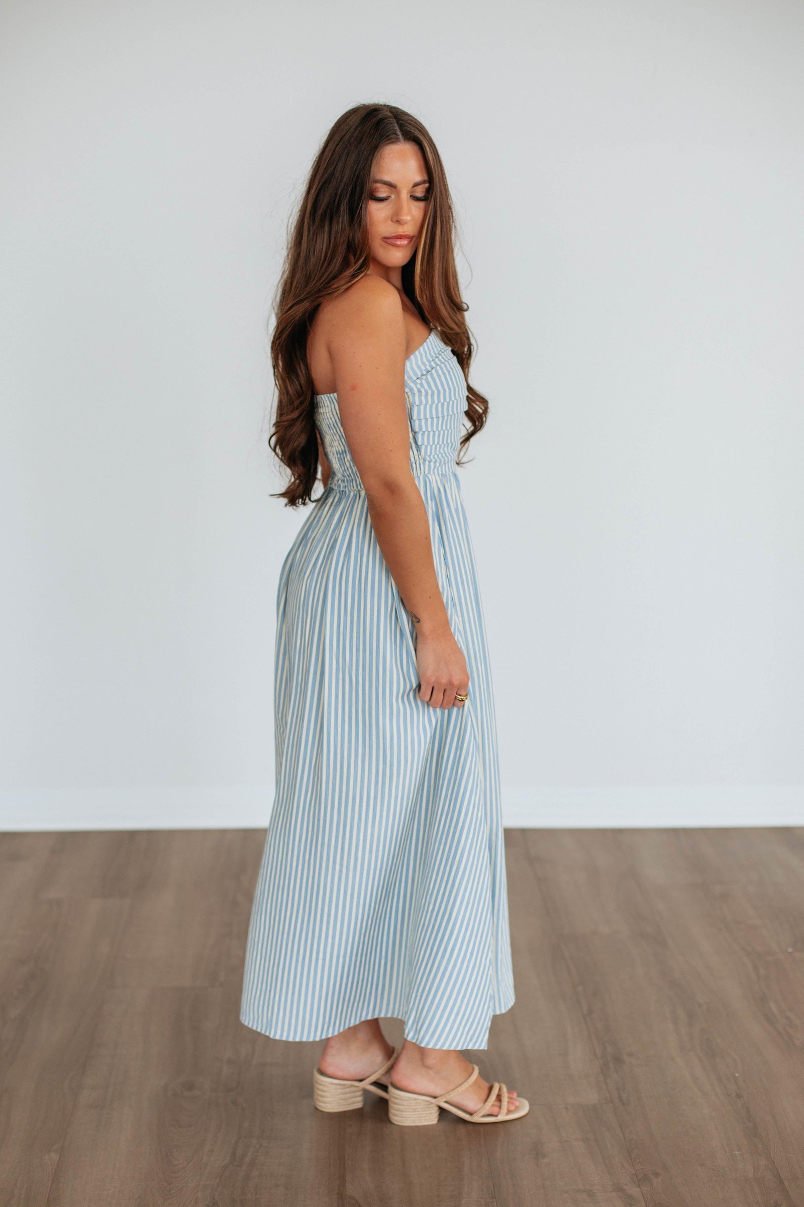 Tia Striped Dress - Powder Blue - Image 2