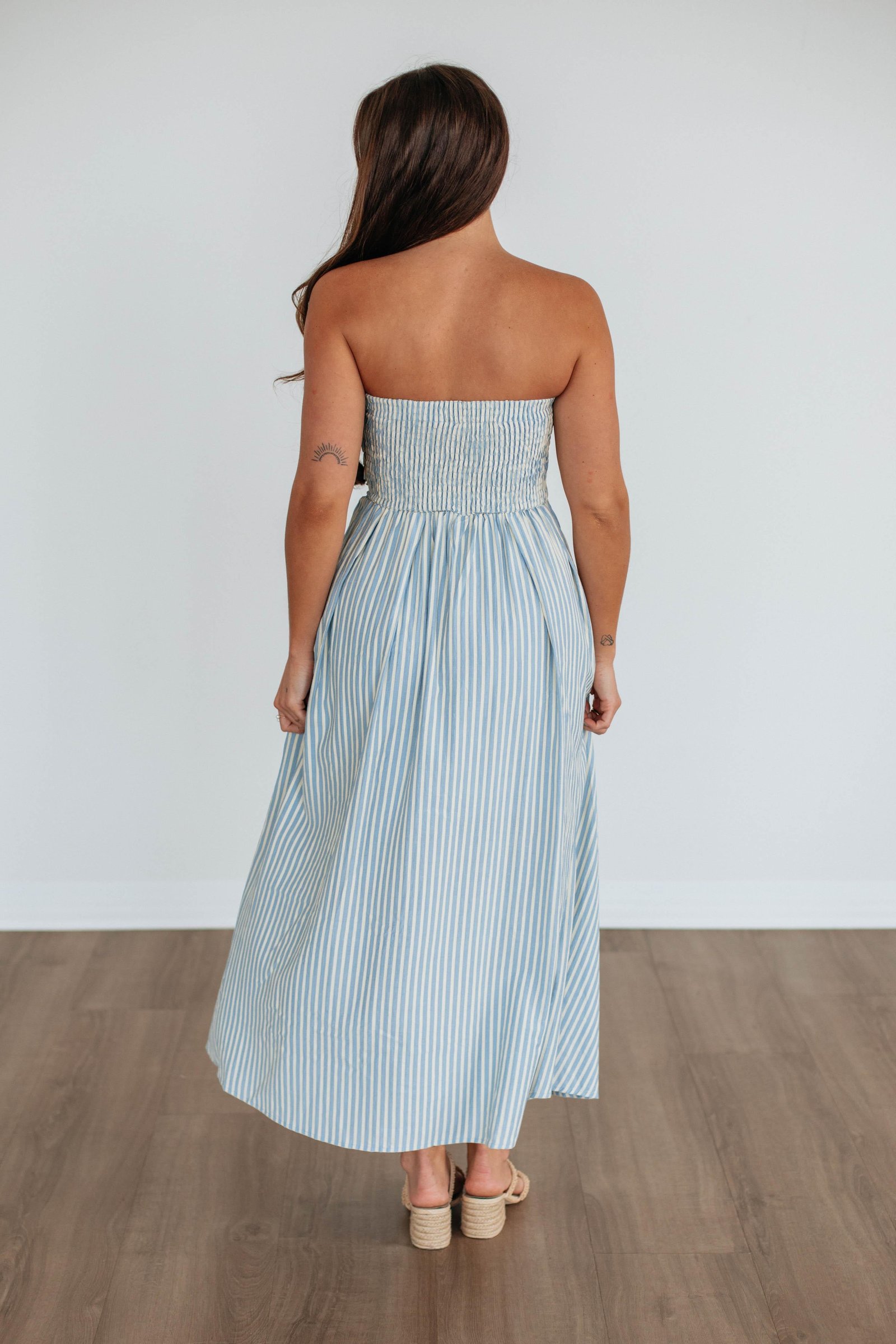 Tia Striped Dress - Powder Blue - Image 5