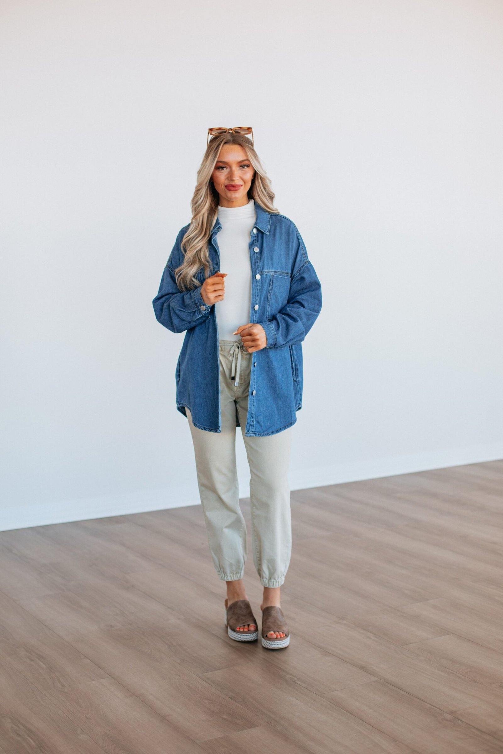 Grayson Risen Denim Shacket - Medium Wash - Image 2