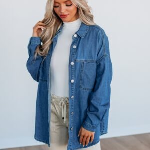 Grayson Risen Denim Shacket - Medium Wash