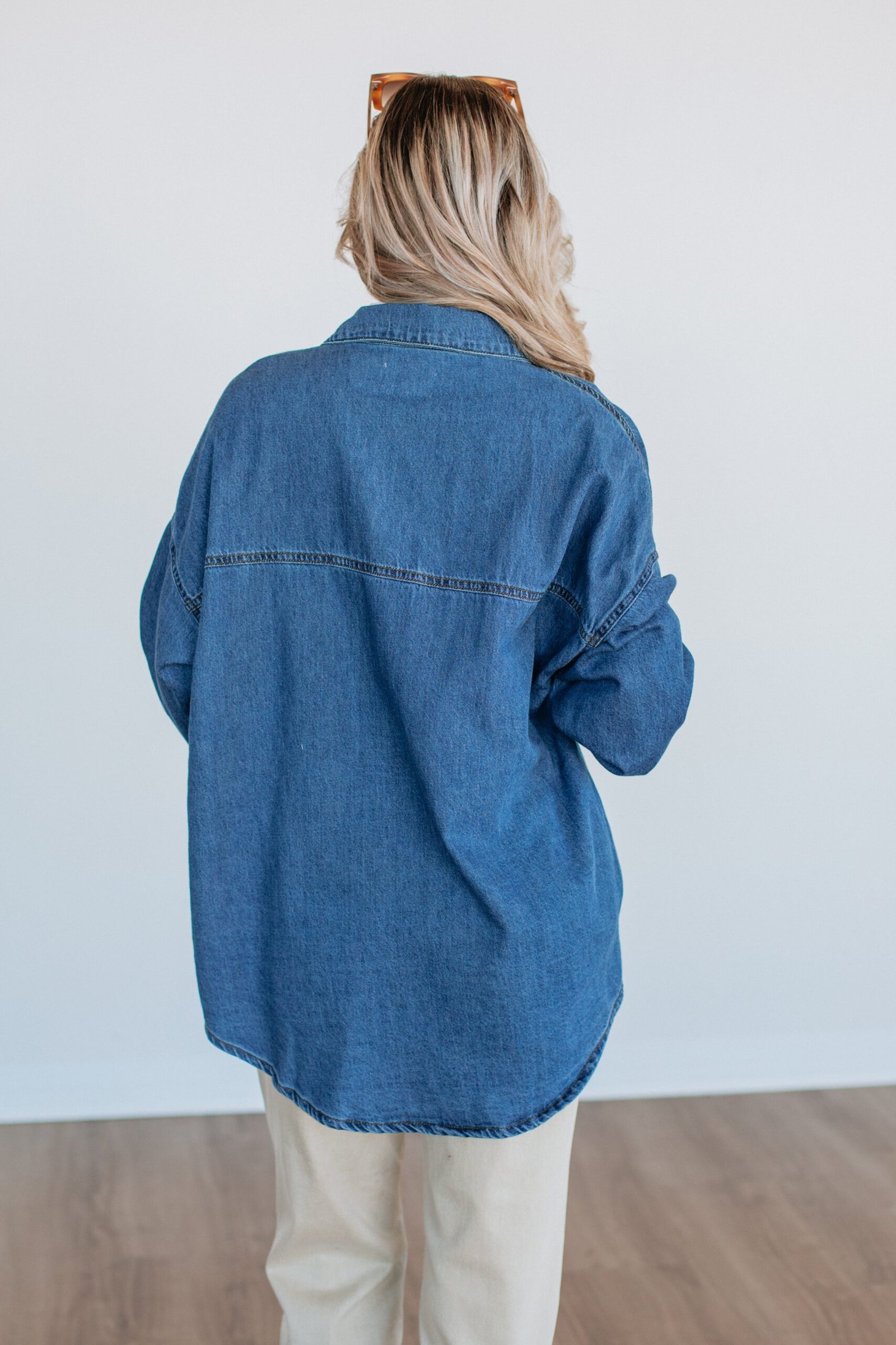 Grayson Risen Denim Shacket - Medium Wash - Image 4